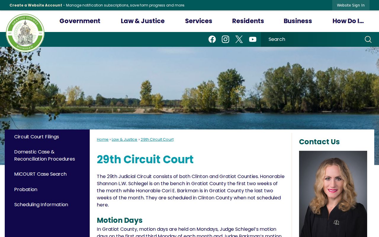 Gratiot County warrant records context from the 29th Circuit Court page